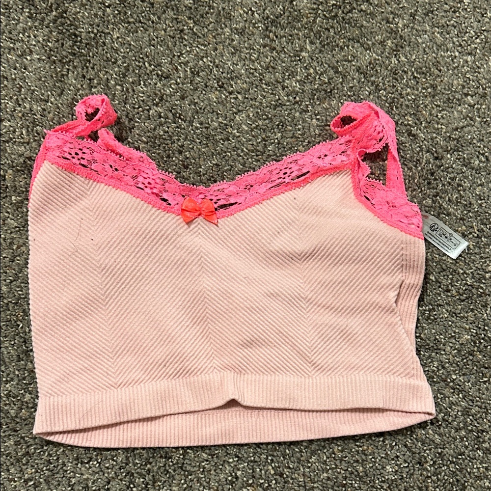 Urban Outfitters Pink Lace Trim Tank Top